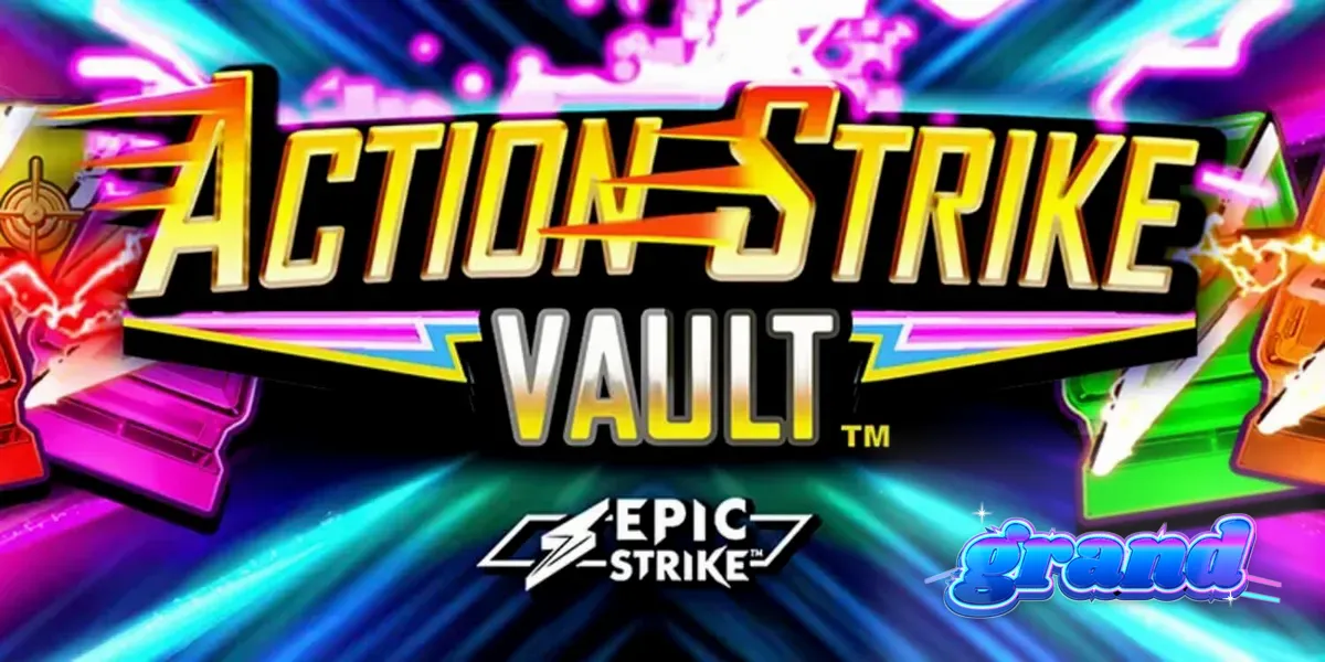 Action Strike Vault স্লট গেমের নিয়ন এবং মহাজাগতিক থিমযুক্ত ইন্টারফেস
